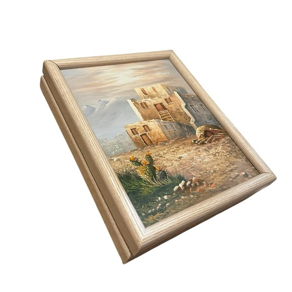 Vintage 90’s Southwest Oil Painting Desert Adobe House Set Of 2 8x10” - Picture 7 of 9